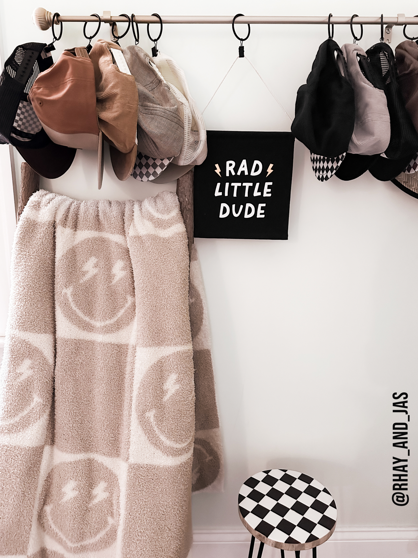 Rad Little Dude (Black) Canvas Hang Sign - Boys Canvas Banne