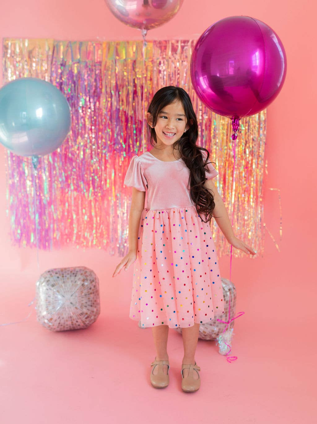Diana in Soft Pink Confetti | Girls Luxury Dress