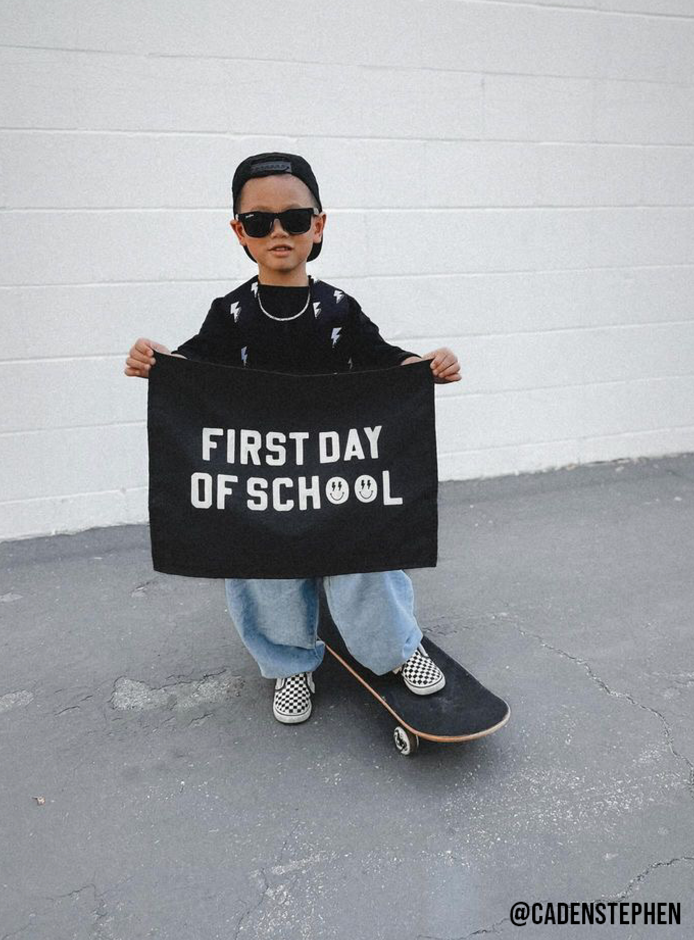 First / Last Day of School (Black) Reversible Banner Kids
