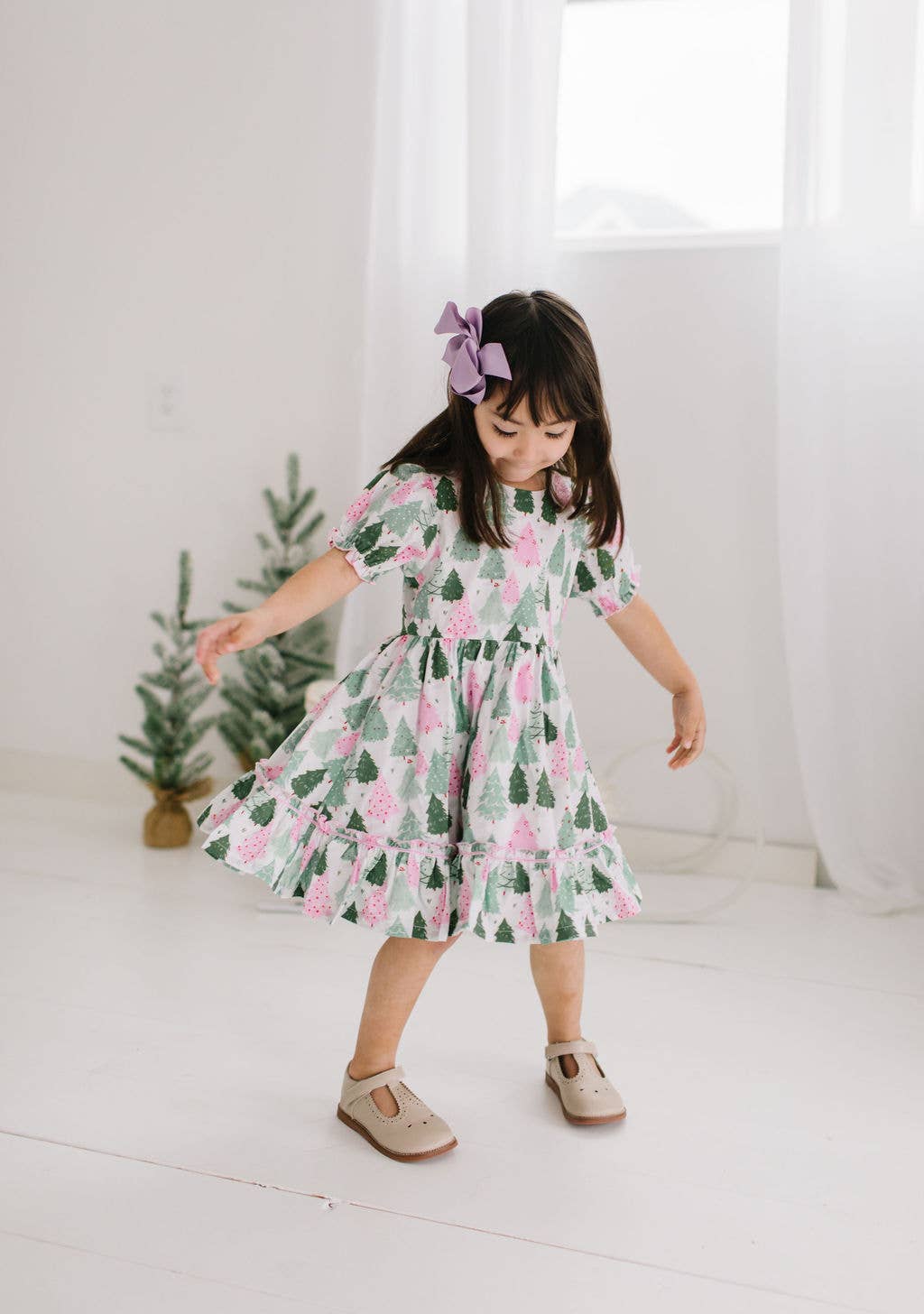 Aura Poplin Dress in Christmas Tree | Girls Dress