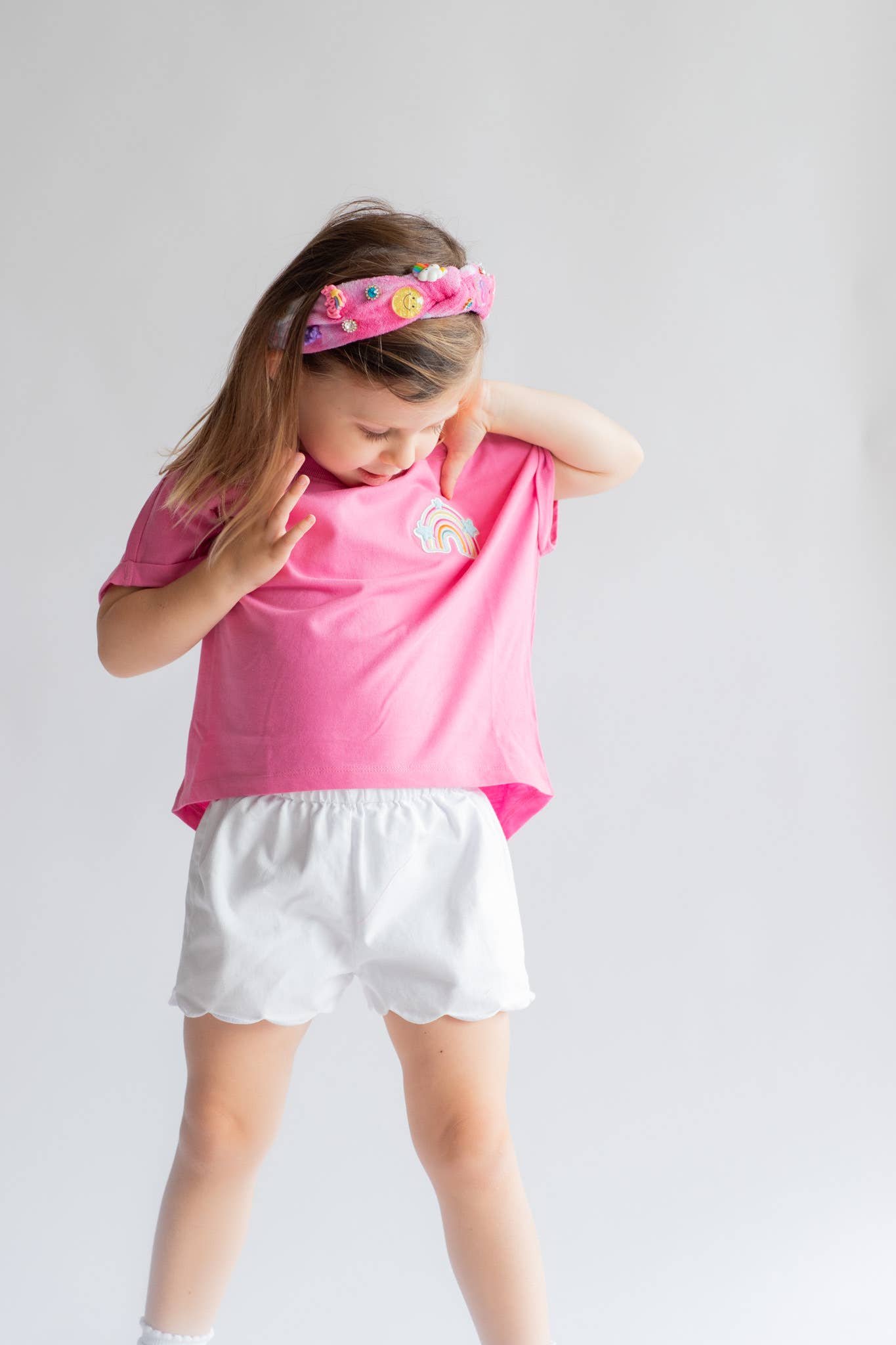 XOXO by Magpies Embroidered Short Sleeve Rainbow Tee | Pink