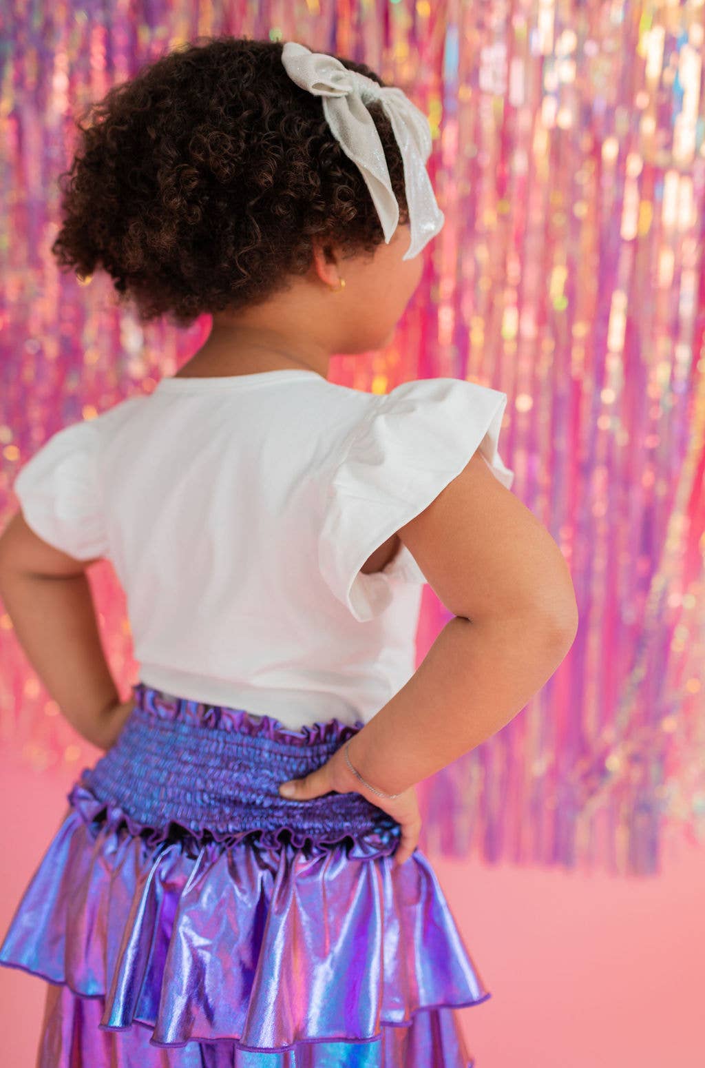 Ruffle Skort in Purple Lamé