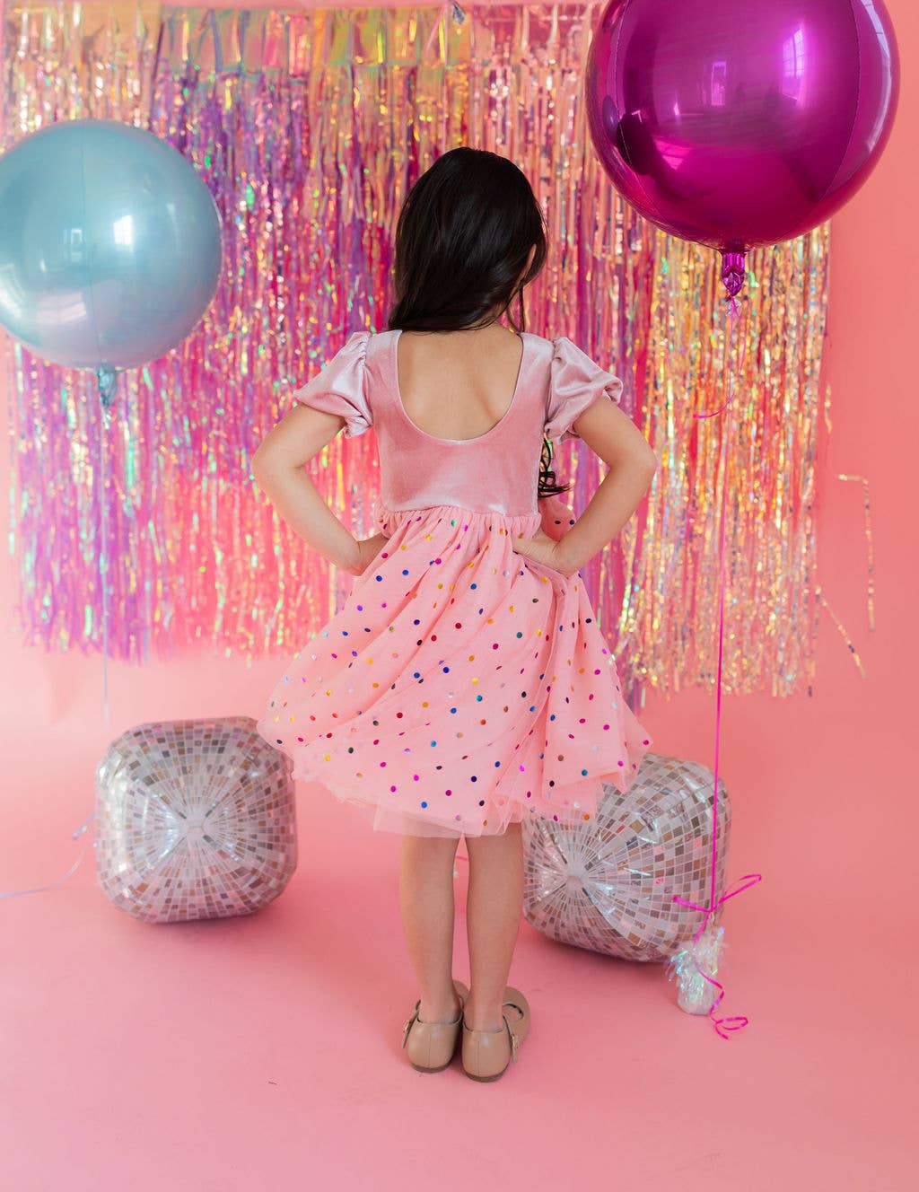 Diana in Soft Pink Confetti | Girls Luxury Dress