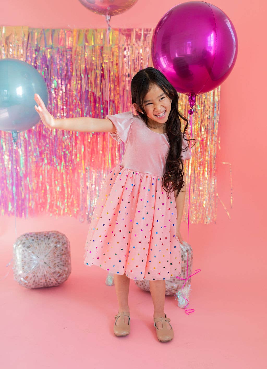 Diana in Soft Pink Confetti | Girls Luxury Dress