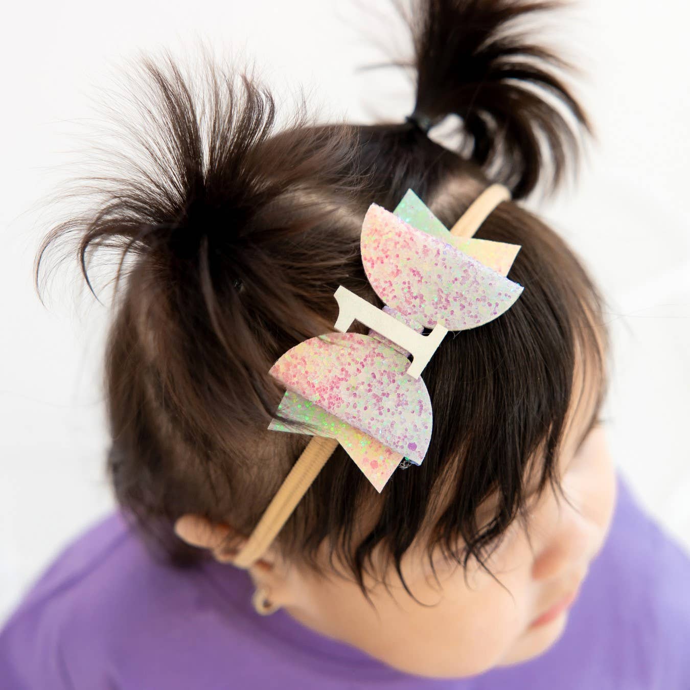 1st Birthday Pastel Rainbow Bow Baby Headband - Hair Bows