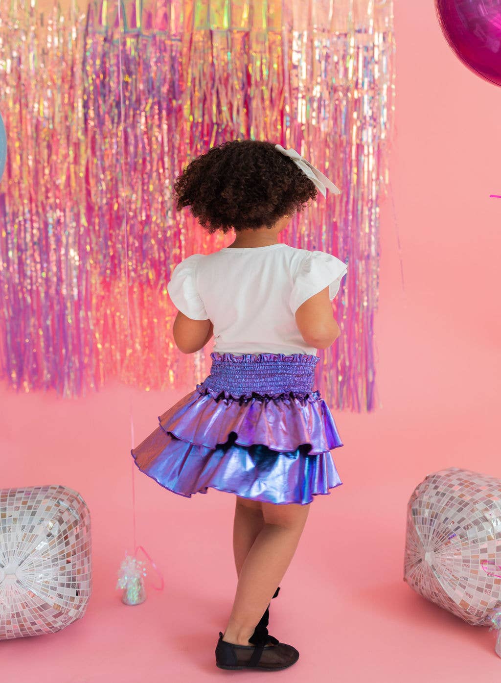 Ruffle Skort in Purple Lamé