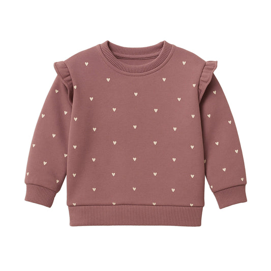 Abbey Fleece Ruffle Sleeve Pullover Sweatshirt