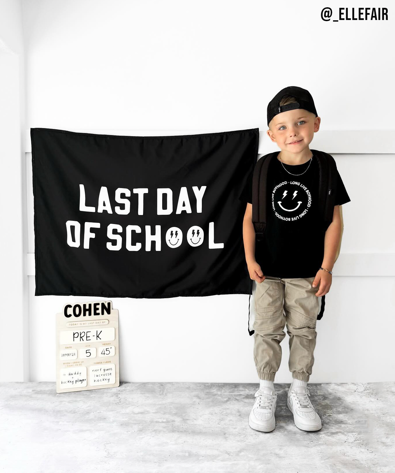 First / Last Day of School (Black) Reversible Banner Kids