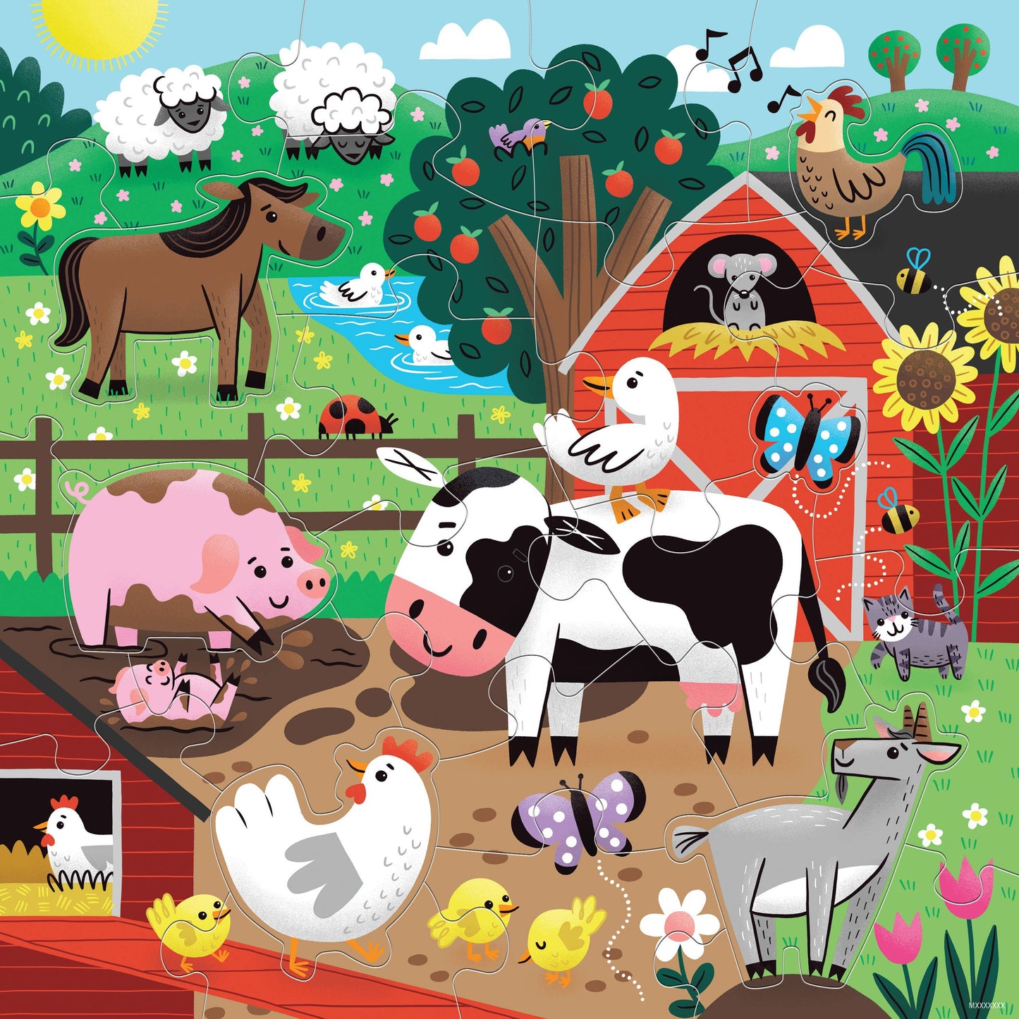 Farm Friends 25 Piece Floor Puzzle with Shaped Pieces