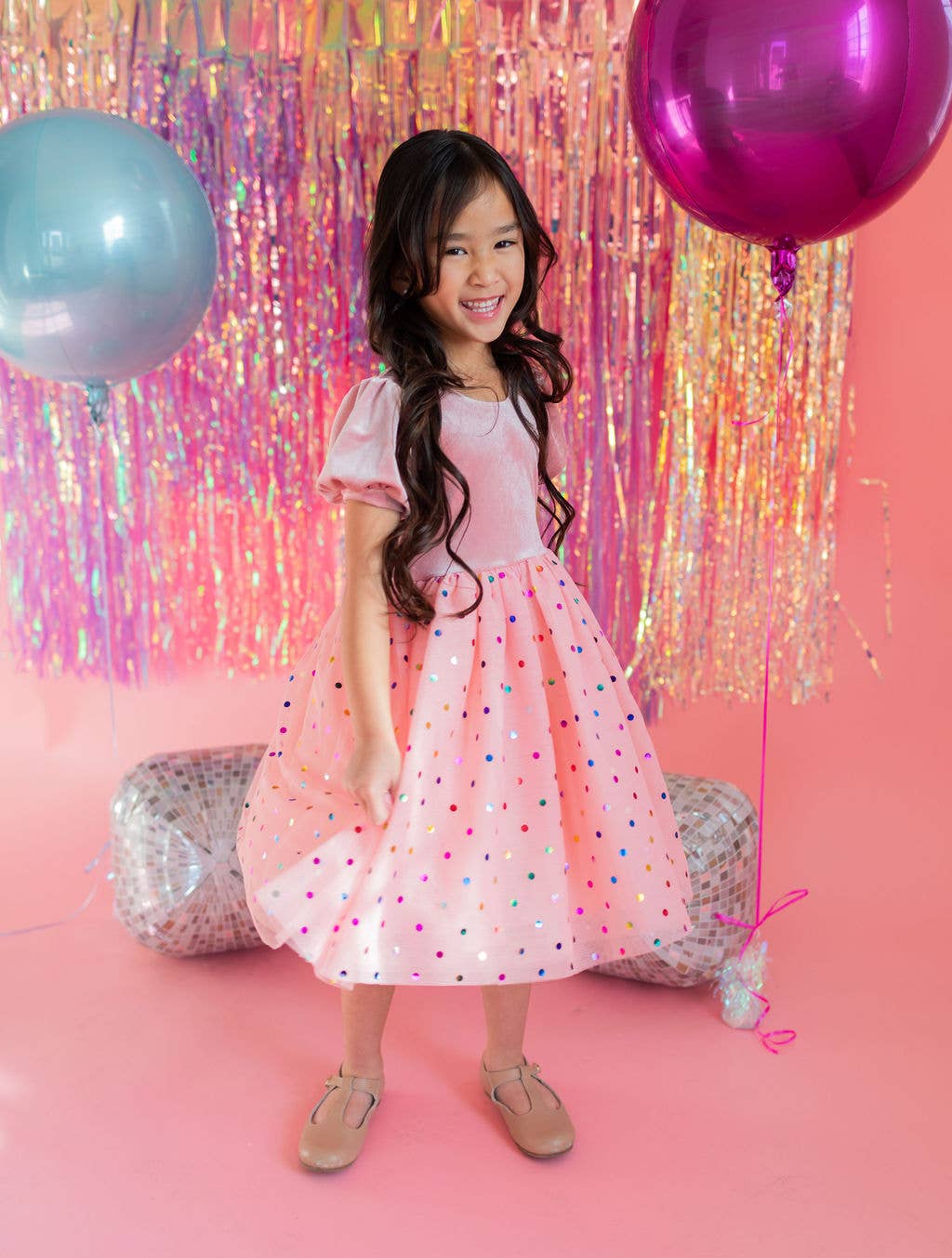 Diana in Soft Pink Confetti | Girls Luxury Dress