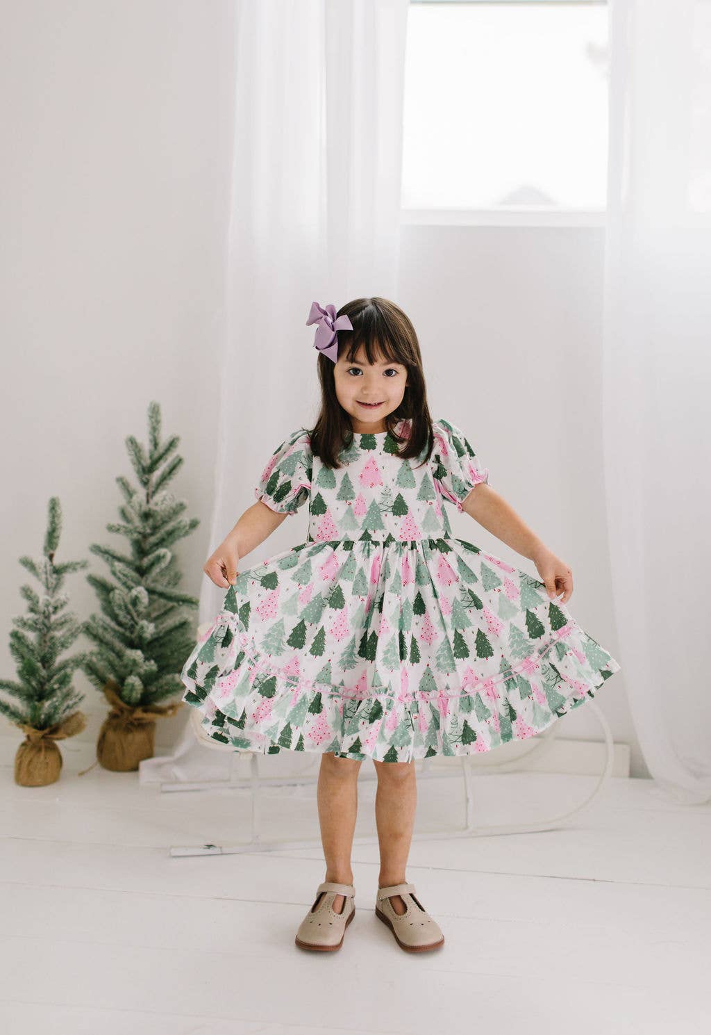 Aura Poplin Dress in Christmas Tree | Girls Dress