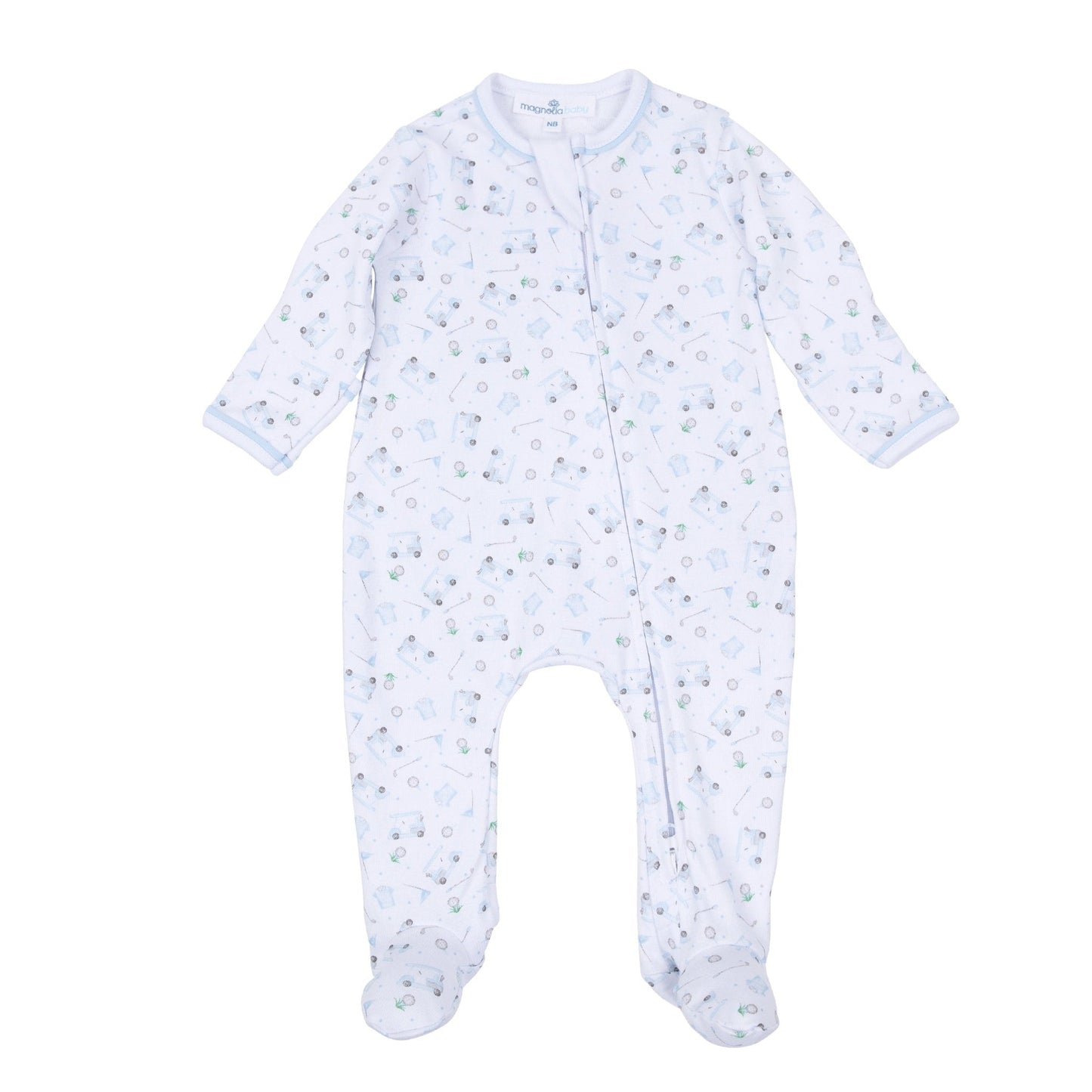 Little Golfer Print Footie-Blue