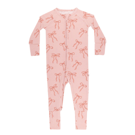 Coquette Bows Small Ribbed Zip Romper
