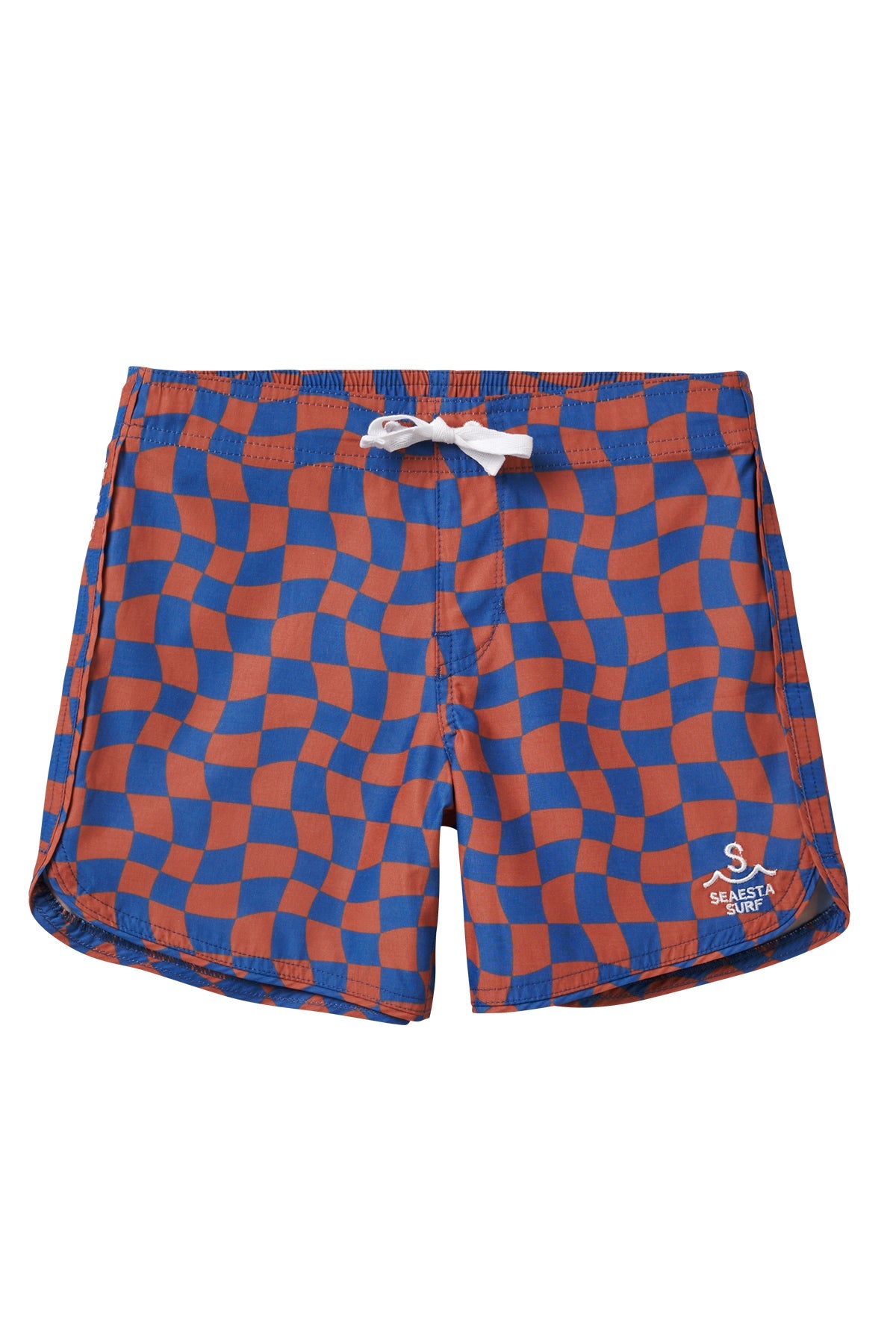 Seaesta Scallop Retro Flare Boardshort Wavy Checks Navy