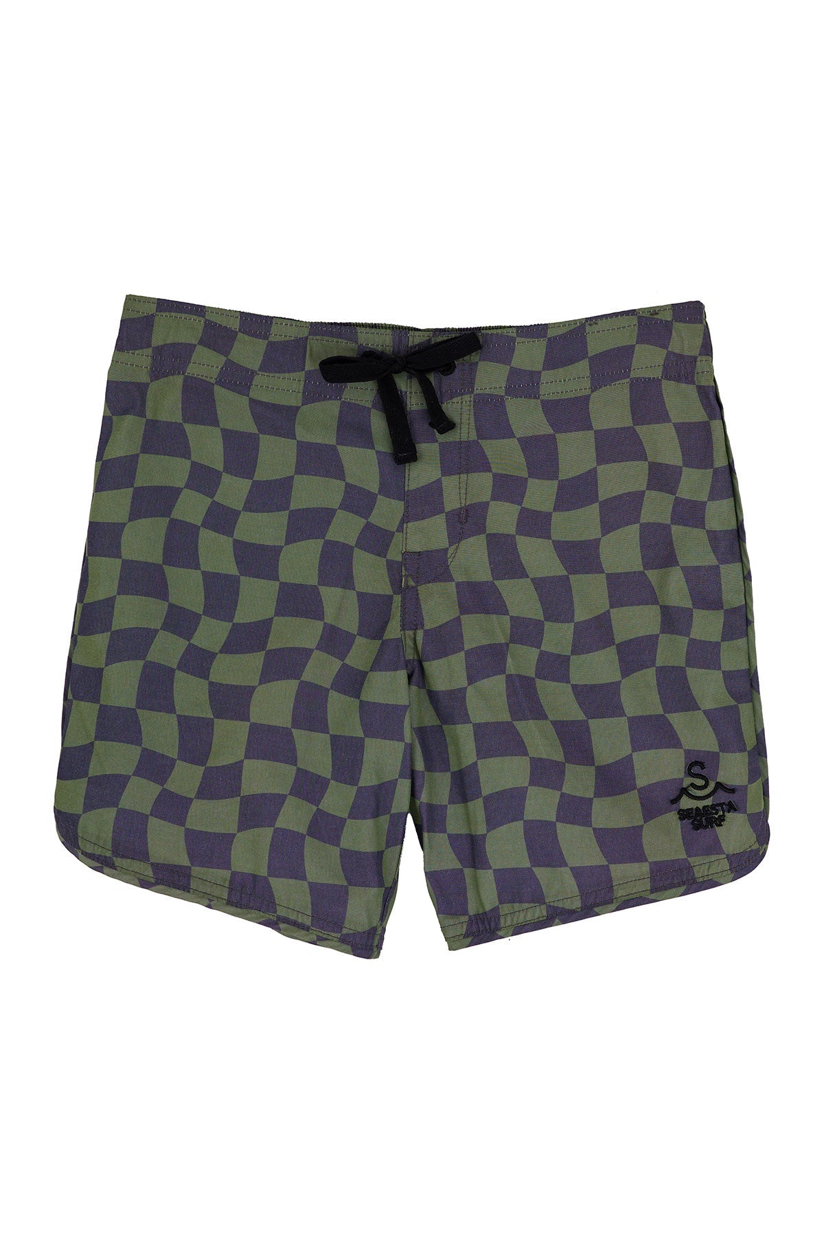 Seaesta Scallop Retro Flare Boardshort Wavy Checks Pine