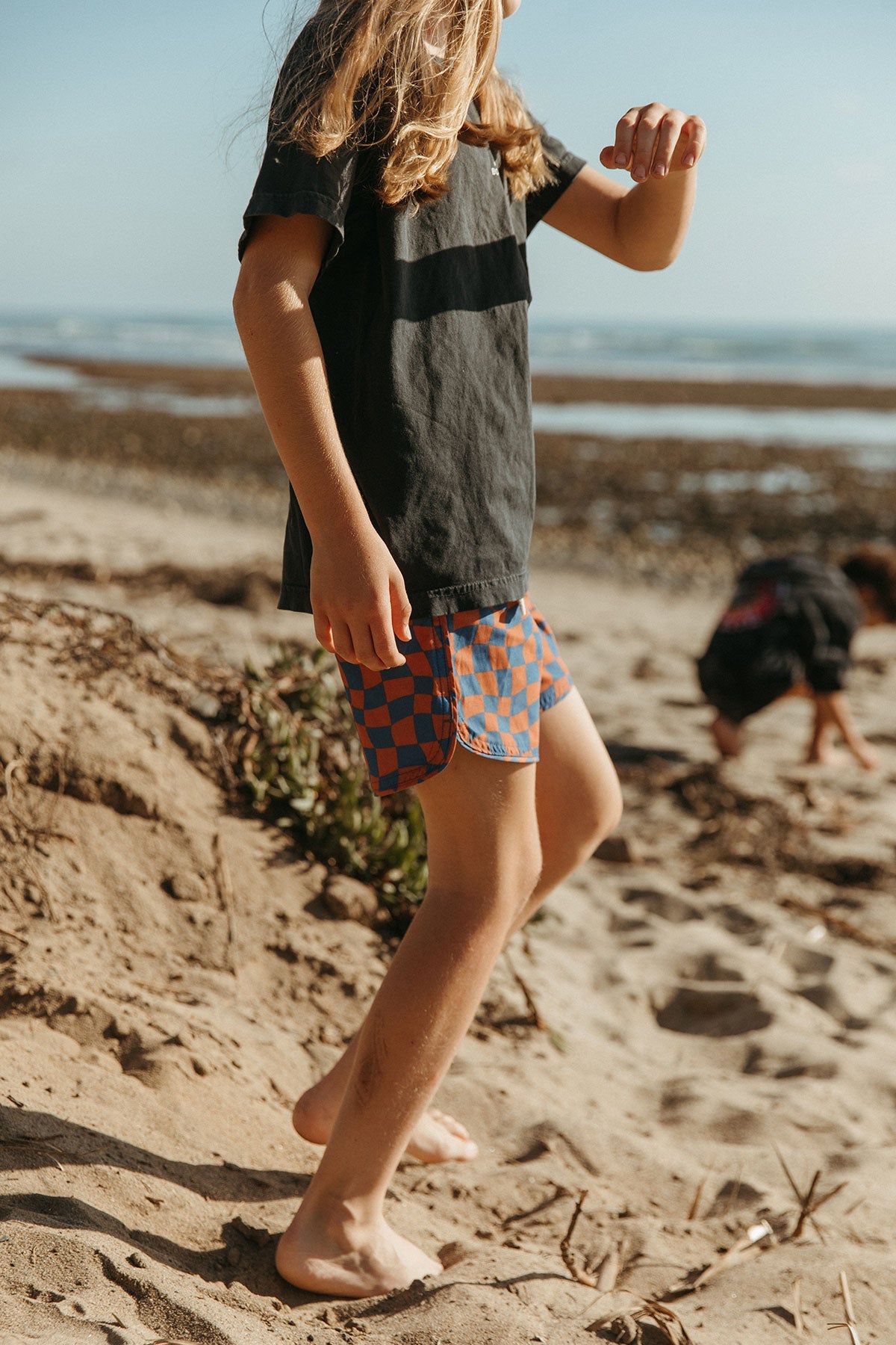 Seaesta Scallop Retro Flare Boardshort Wavy Checks Navy