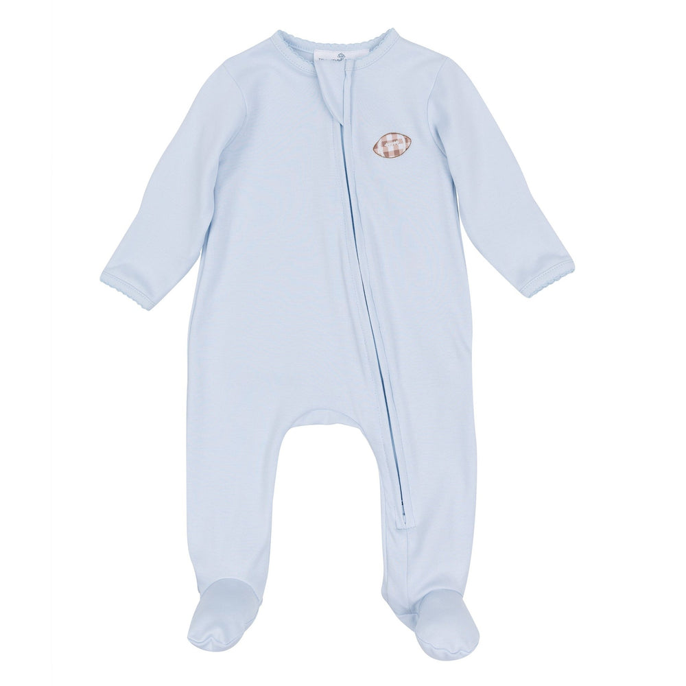 Tiny Tailgater Zip Footie - Light Blue