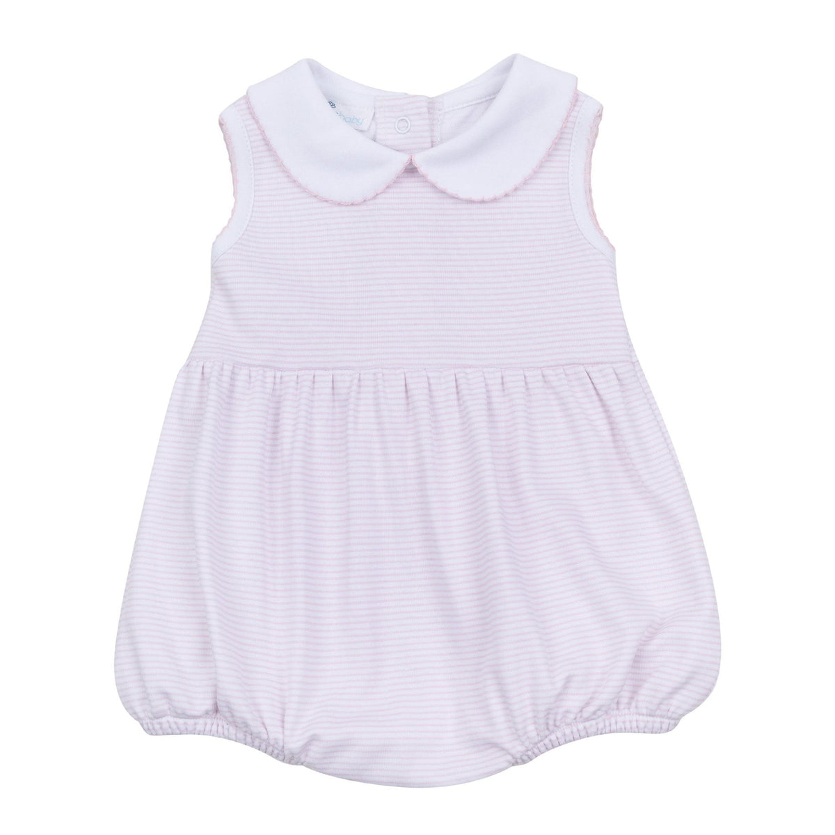 Magnolia Baby Mini Stripes Collared Sleeveless Bubble - Pink