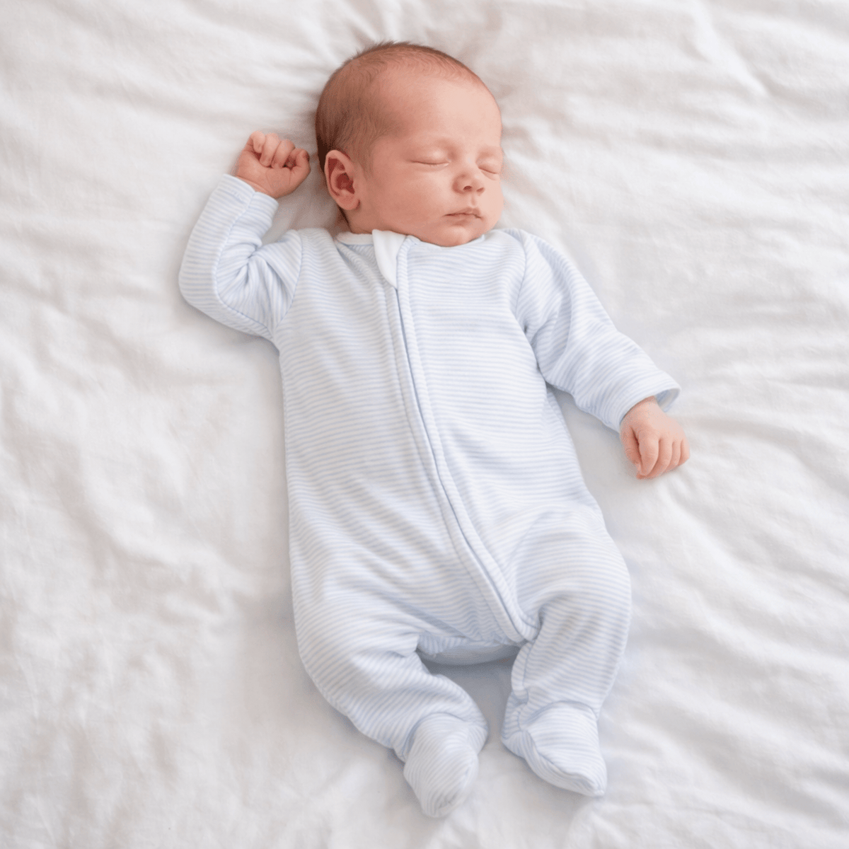 Magnolia Baby Mini Stripes Zip Footie - Light Blue