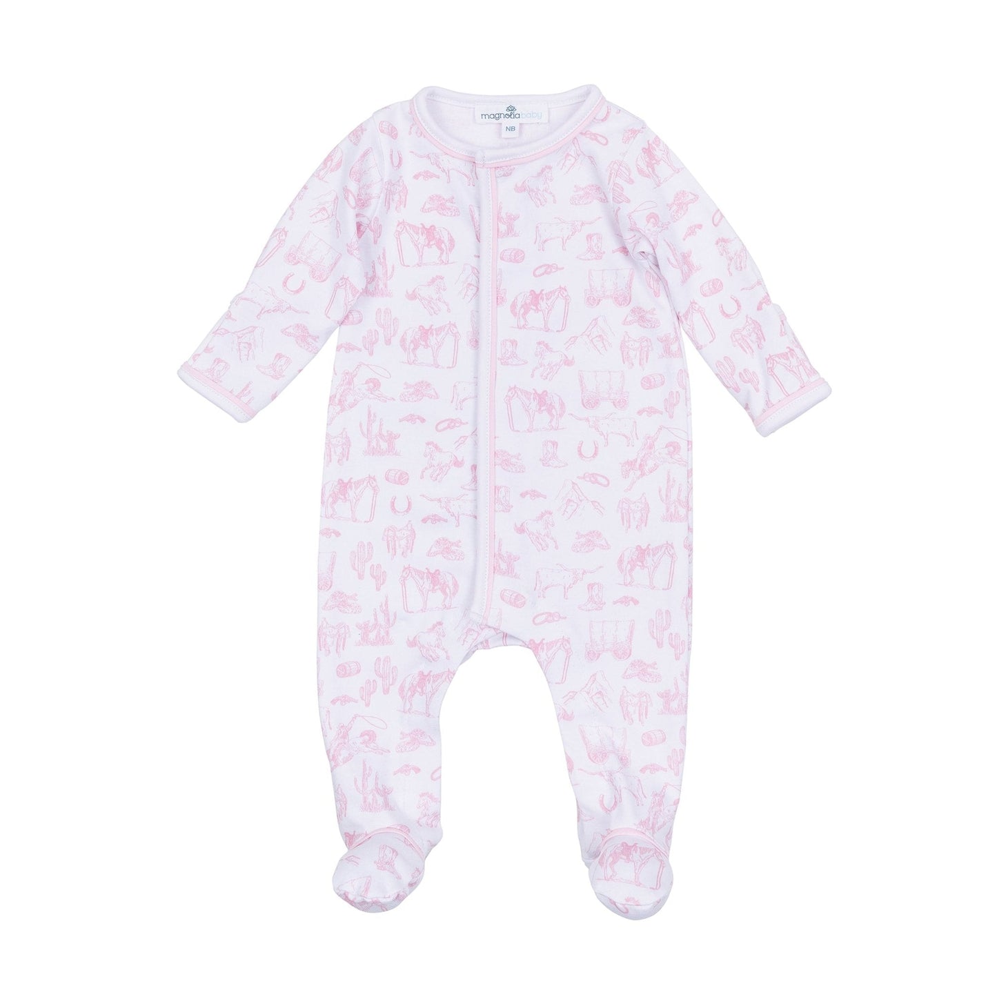 Wild West Toile Footie Pink