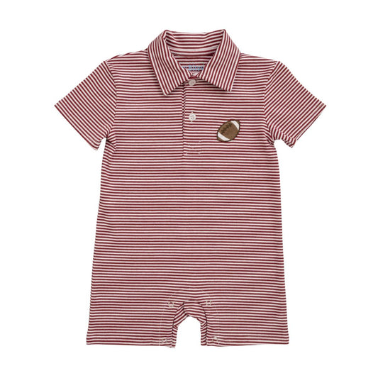 Football Polo Romper-Maroon