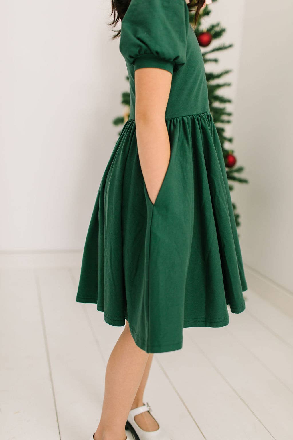 Puff Dress in Evergreen | Girls Twirl Dress