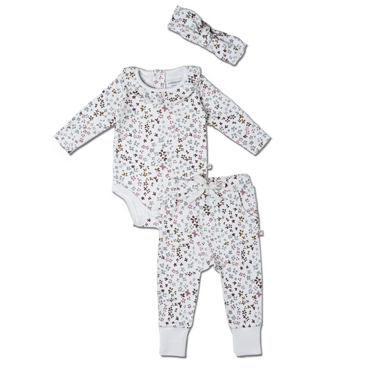 Organic Ruffle Onesie & Pants Set - Garden