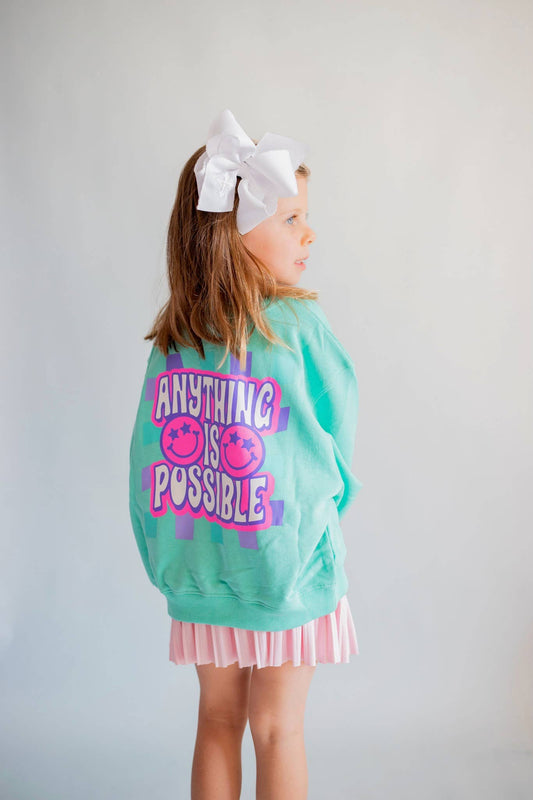 XOXO by Magpies Anything is Possible Smiley Sweatshirt | Aqua