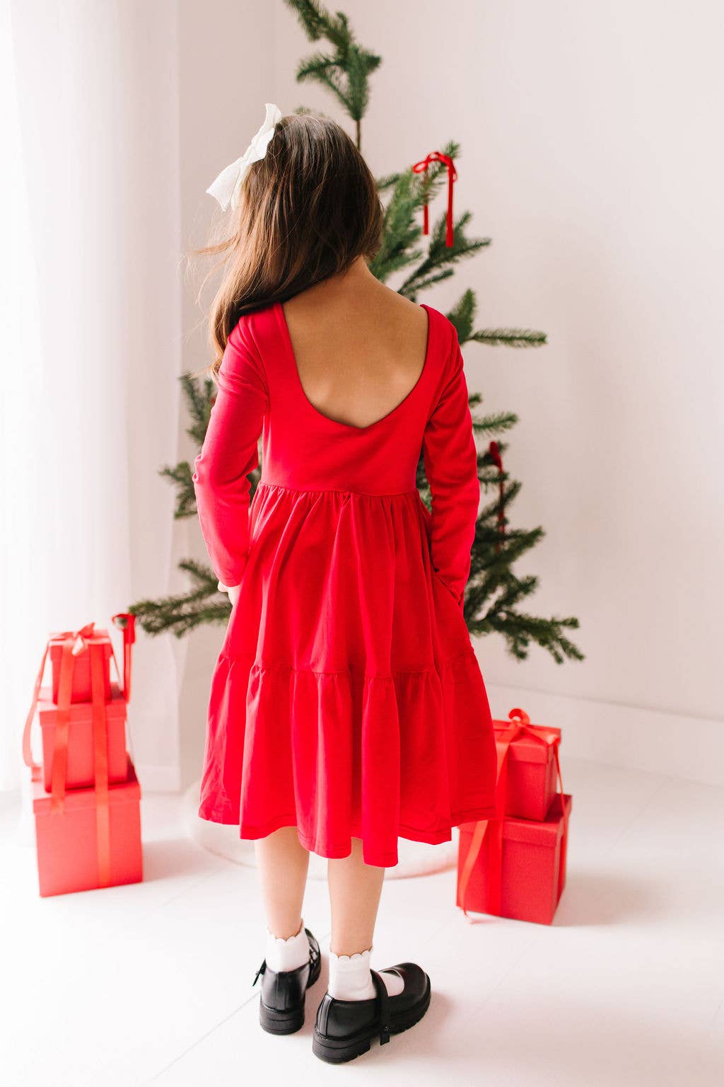 Gwendolyn Ruffle Dress in Scarlet
