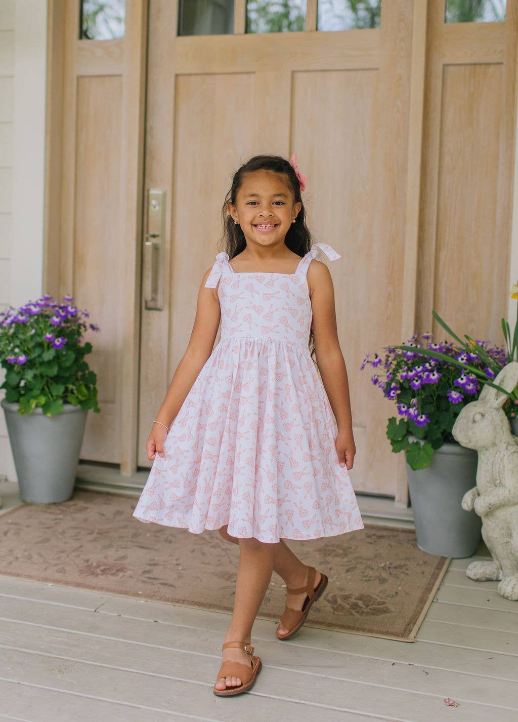 Valerie Dress in Ditsy Bunny | Girls Pocket Twirl Dress