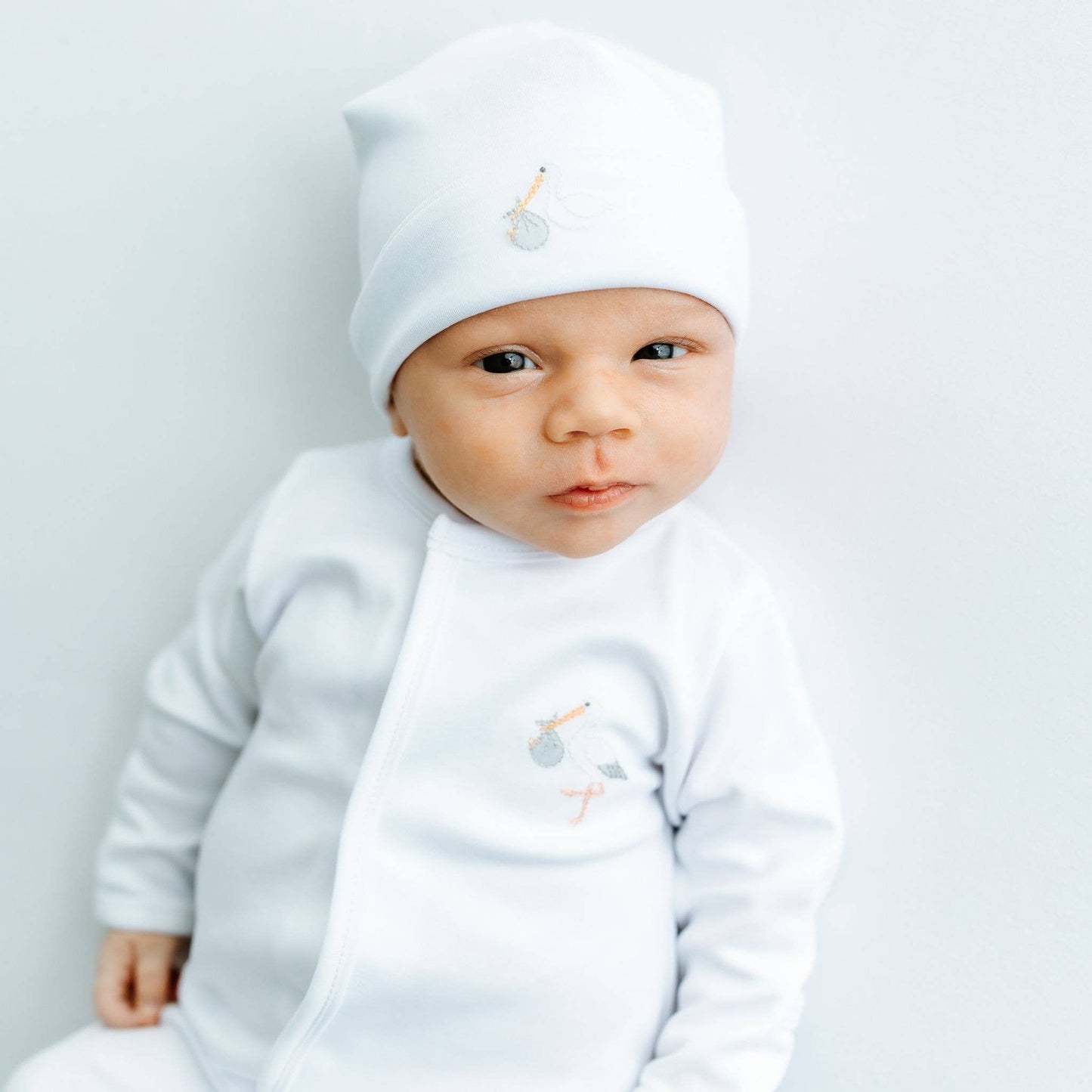 Vintage Stork Footie - White