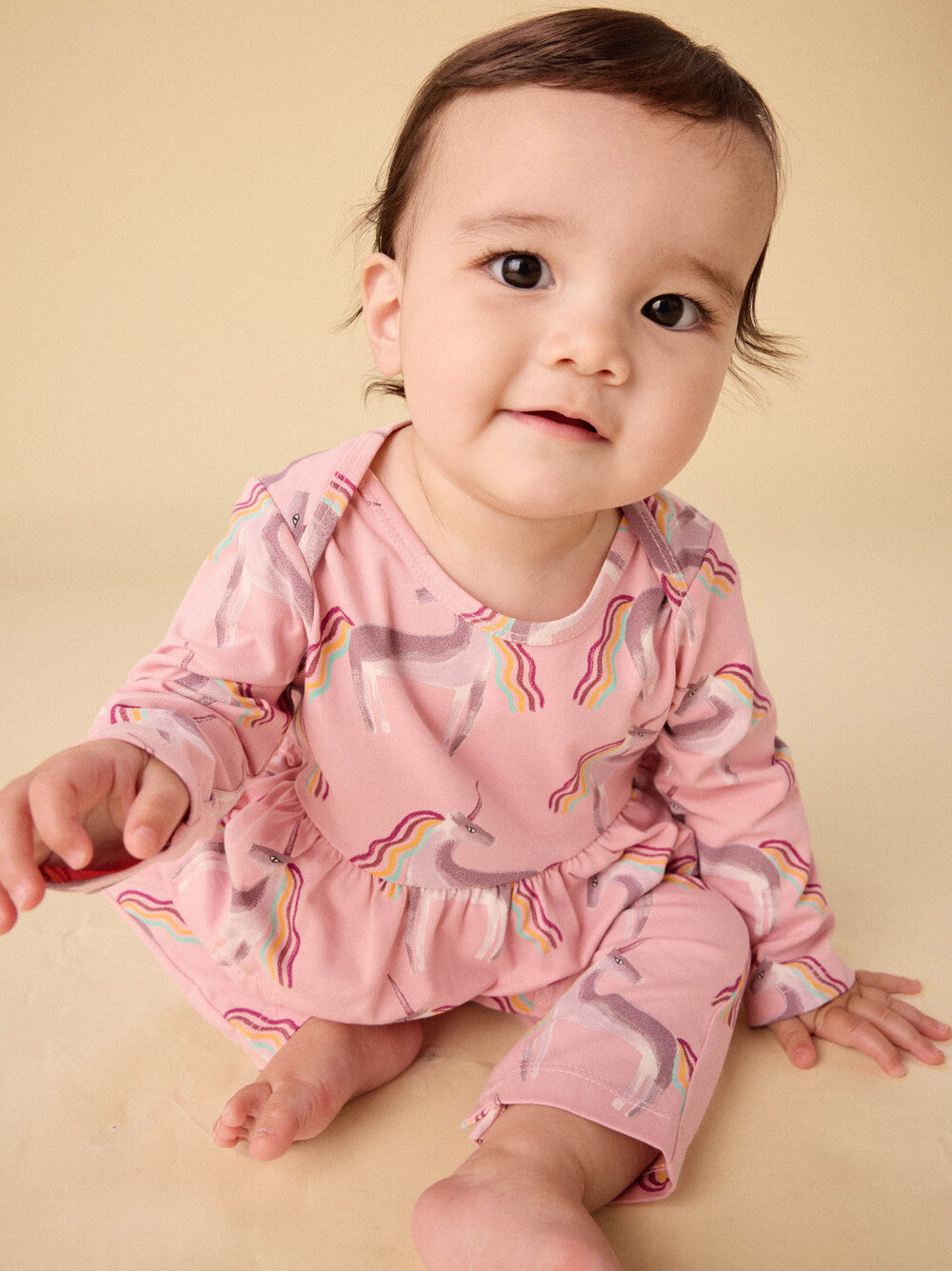 Pretty Peplum Baby Romper Rainbow