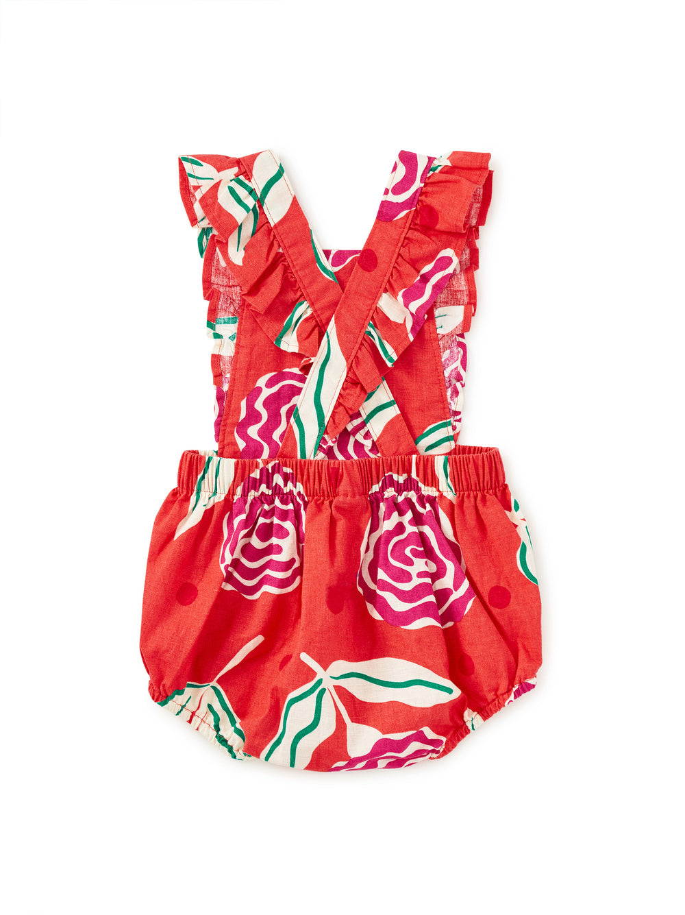 Ruffle Bubble Baby Romper Flamenco Carnation