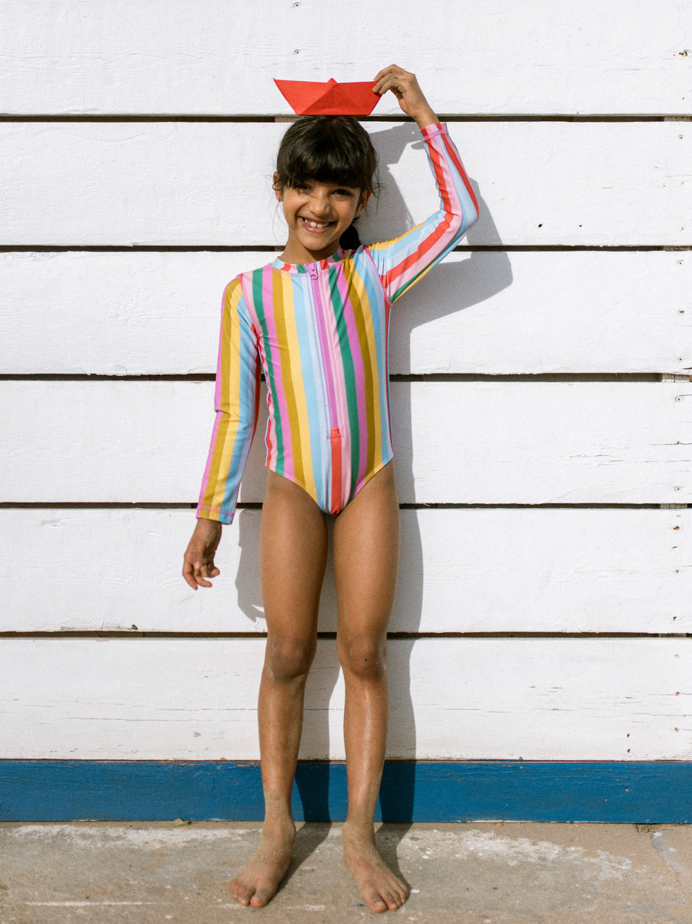 Long Sleeve One-Piece Swimsuit San Sebastian Stripe