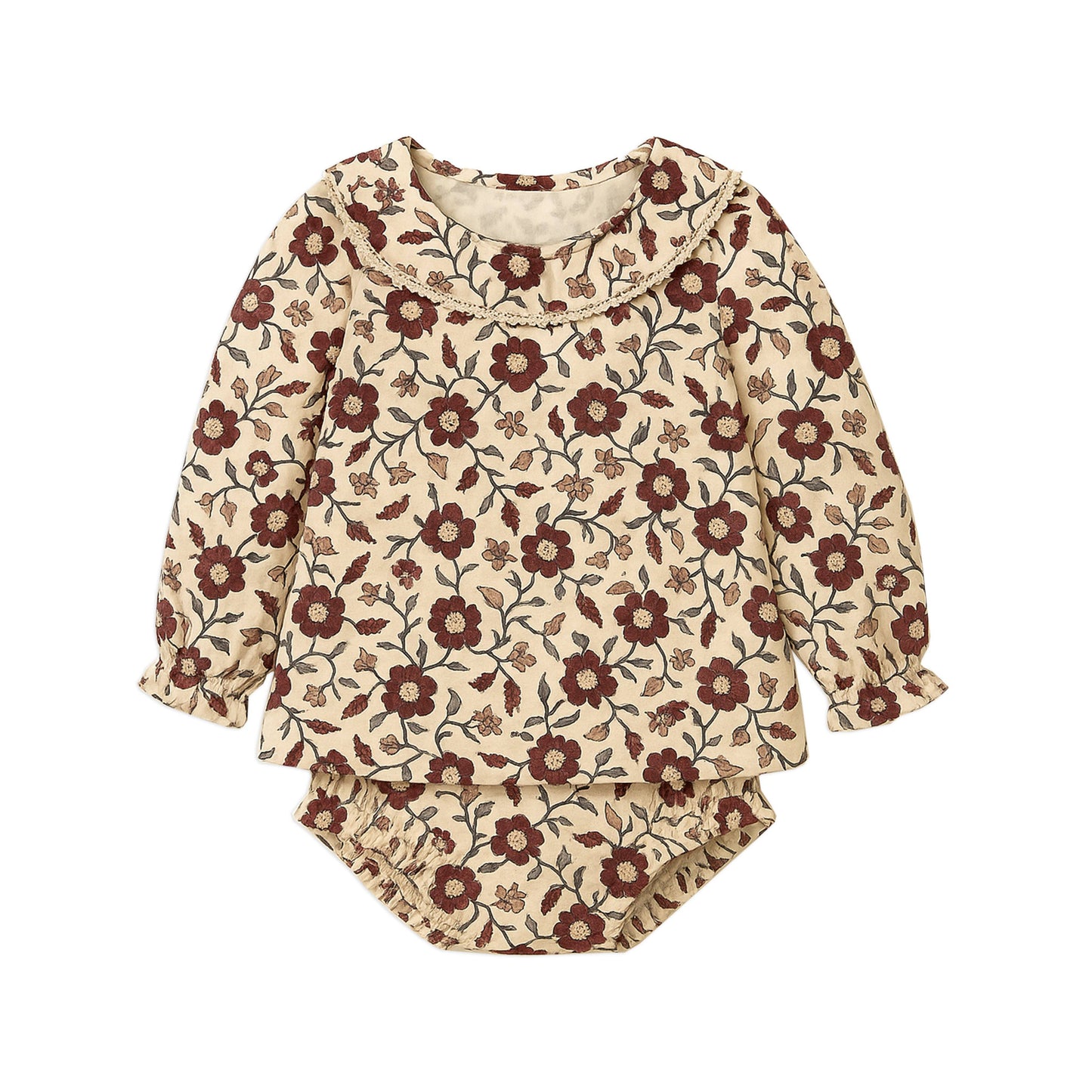 Dorothy Poplin Ruffle Collar Shirt and Bloomer Set