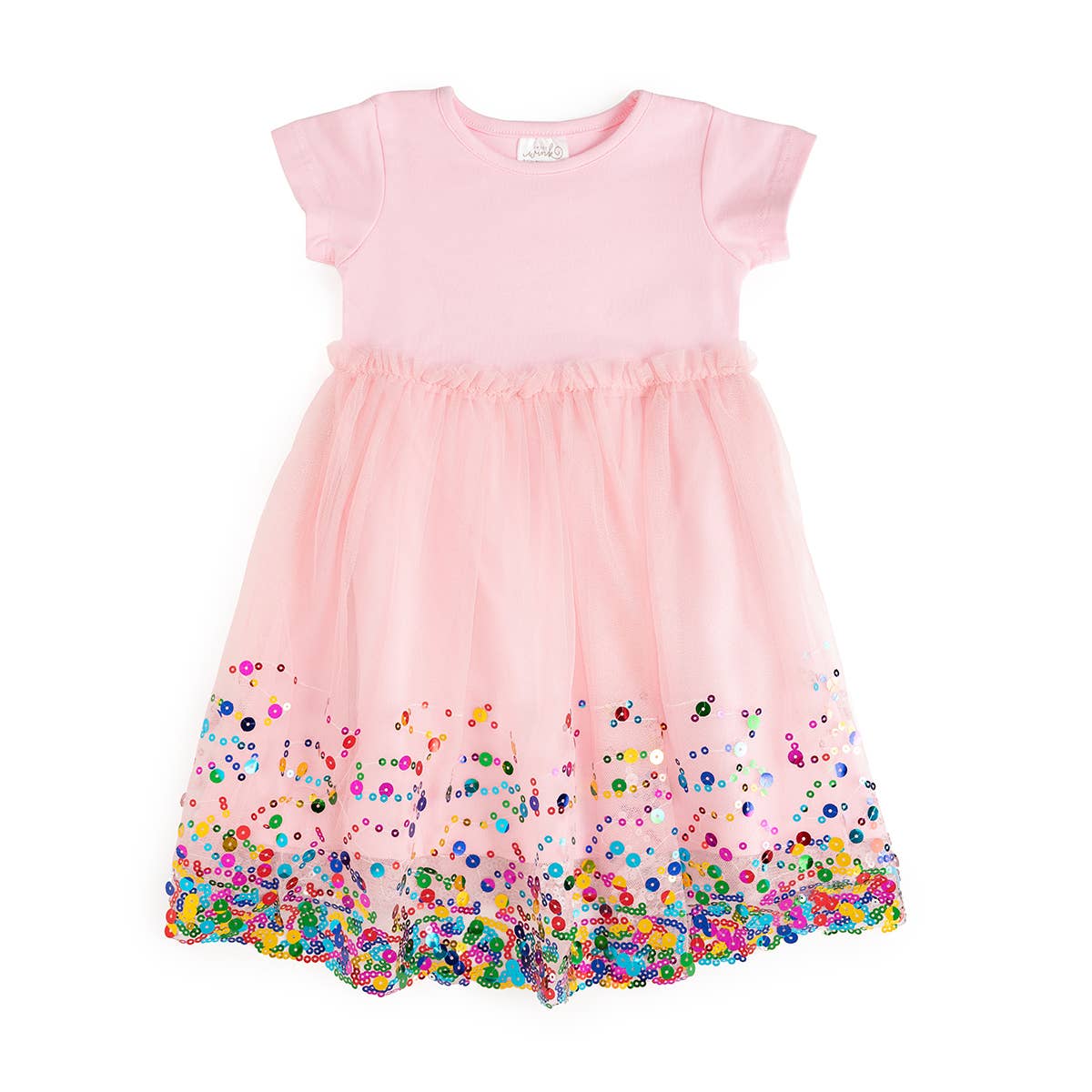 Pink Confetti Short Sleeve Tutu Dress -
