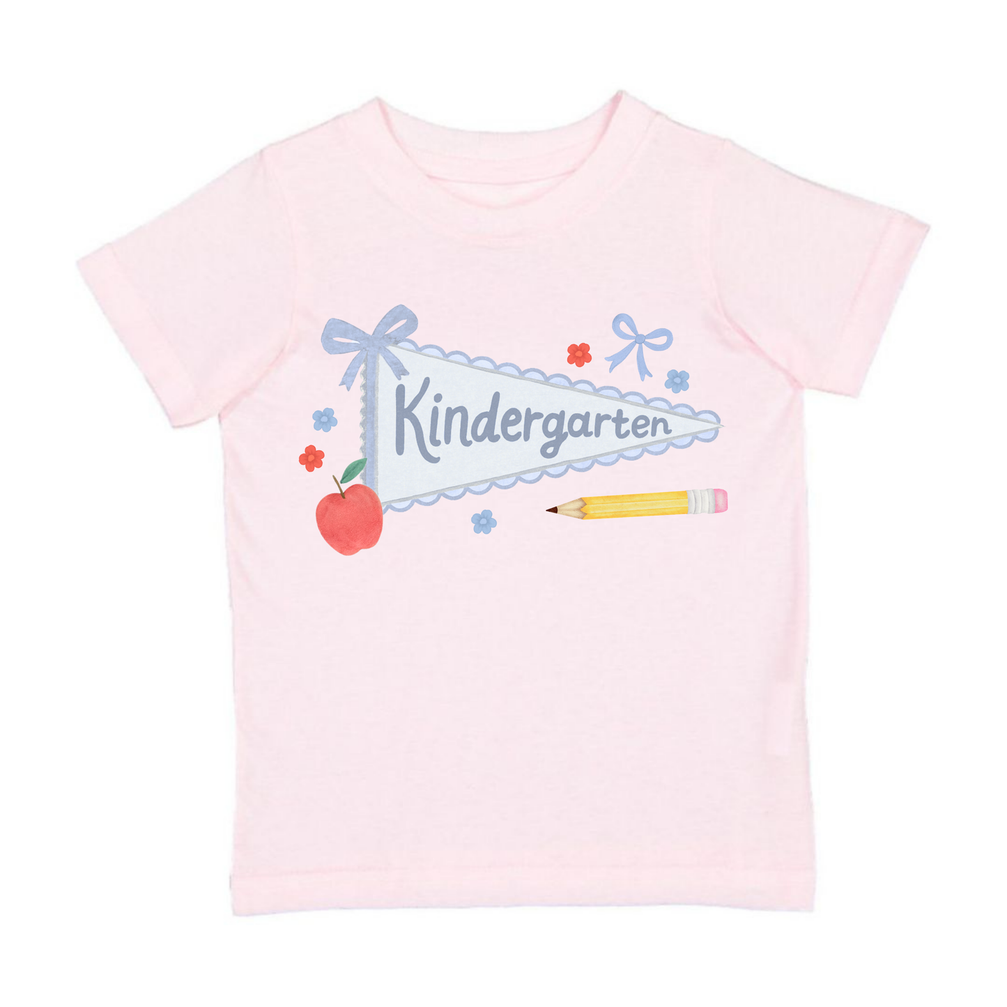 Kindergarten Bow Pennant Short Sleeve T-Shirt Back To School