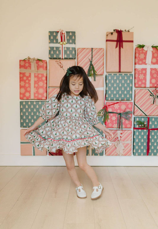Aura Poplin Dress in Lattice Tree