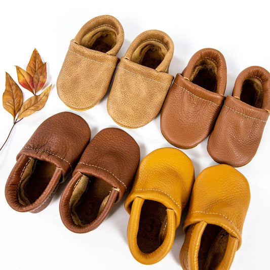 Warm Neutrals Loafer Leather Baby Booties & Toddler Boy Shoe
