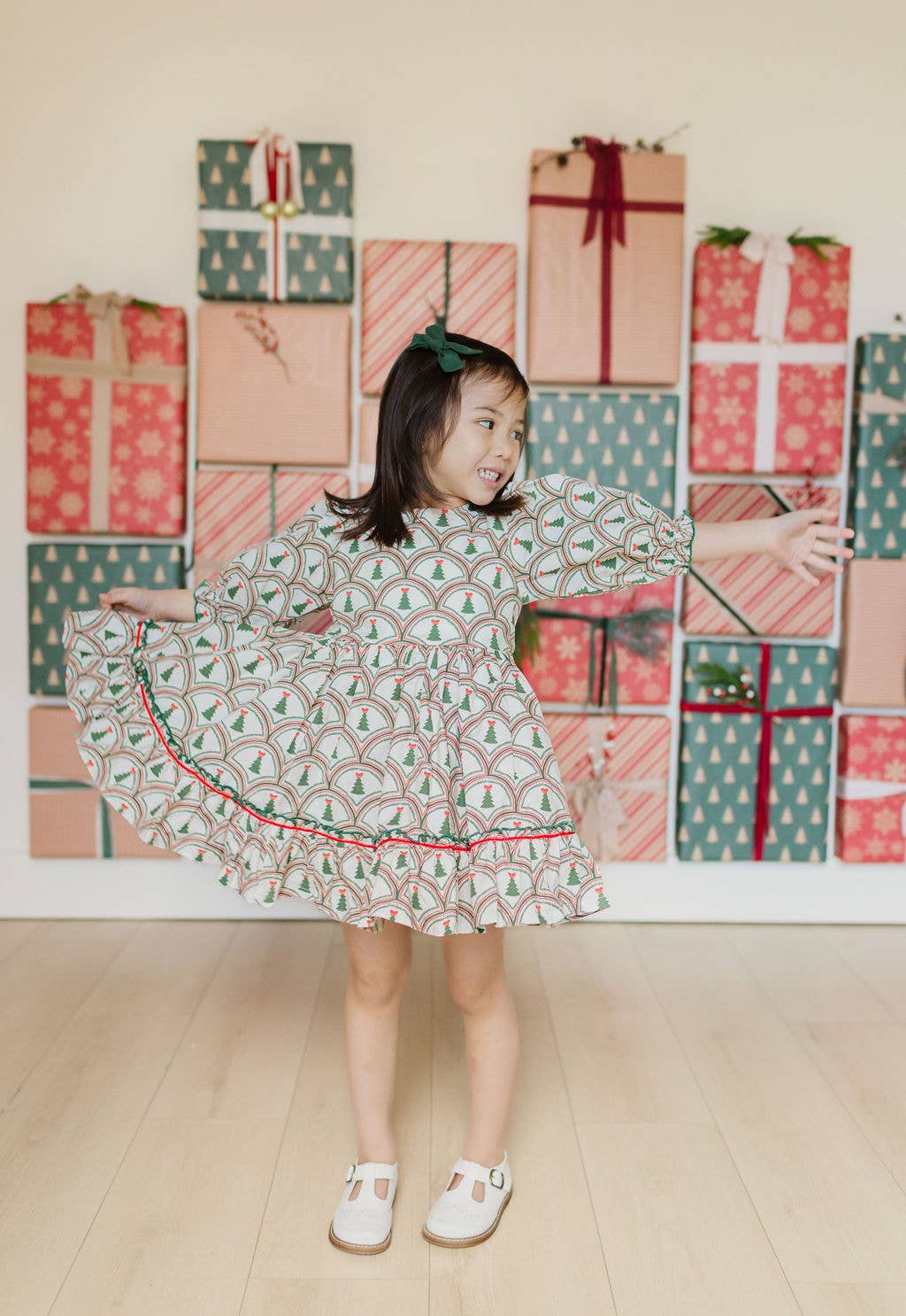 Aura Poplin Dress in Lattice Tree