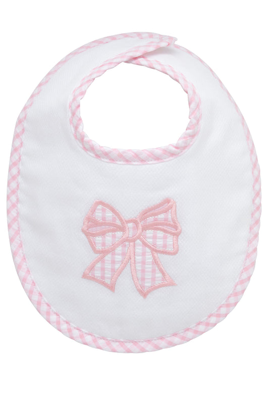 Bow Applique Basic Bib Pink