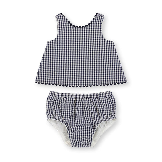 Organic Flyaway Back Set Navy Seersucker