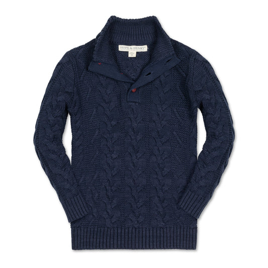 Organic Mock Neck Sweater Navy