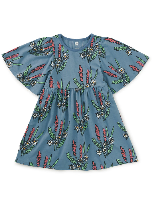 Butterfly Sleeve Dress-Block Print