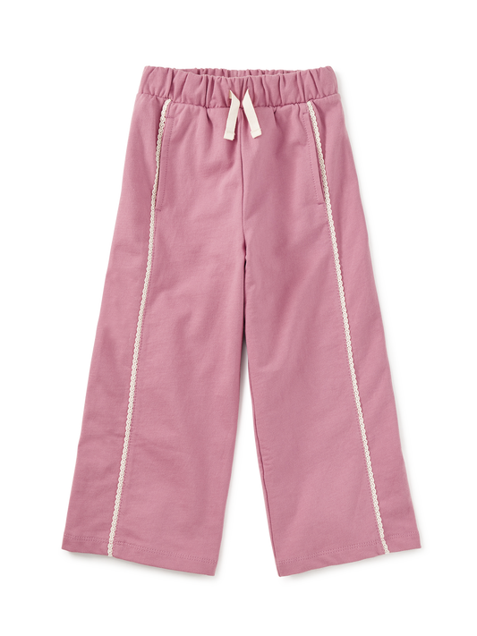 Lace Trim Track Pants Hydrangea