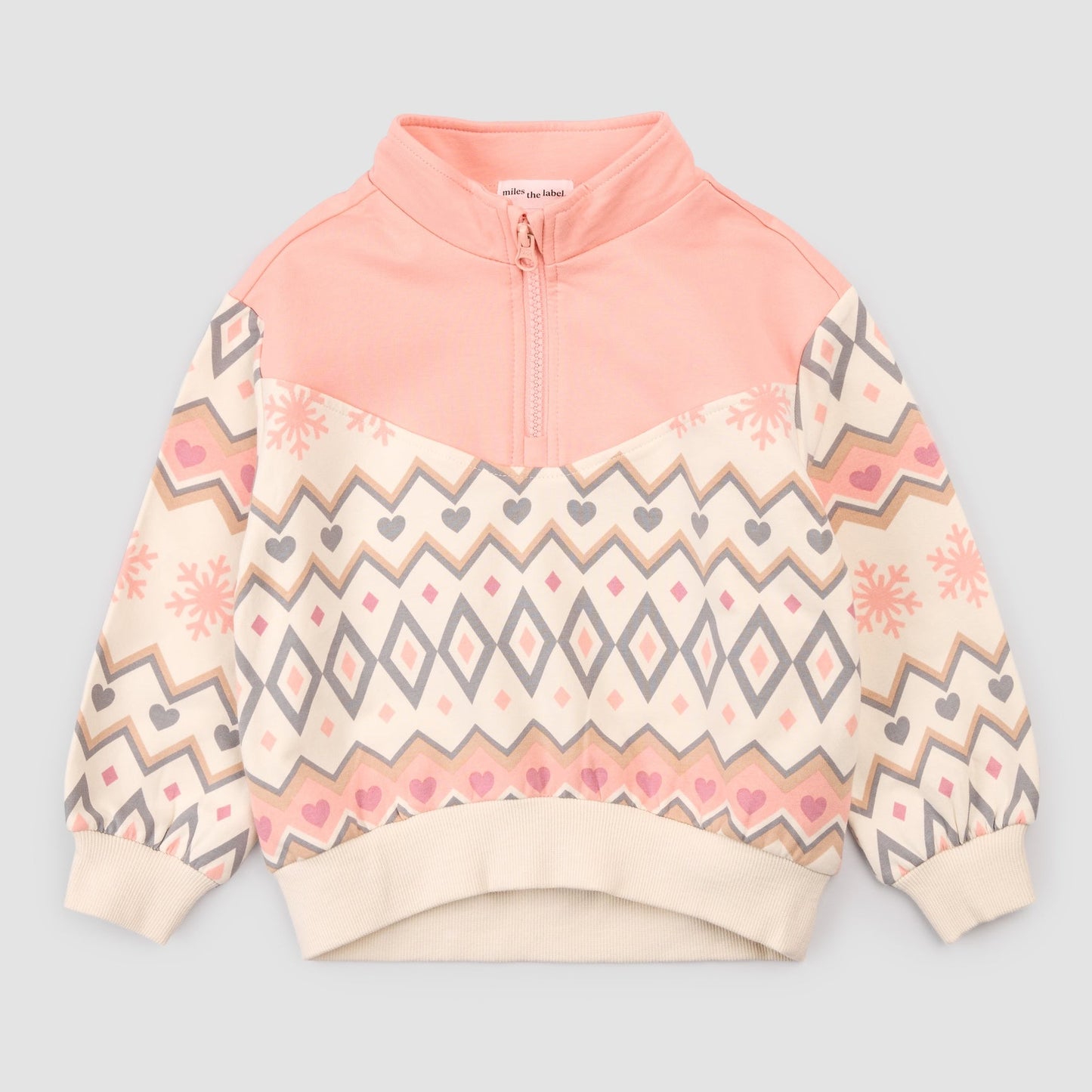 Pink Fairisle Fleece Half Zip Top