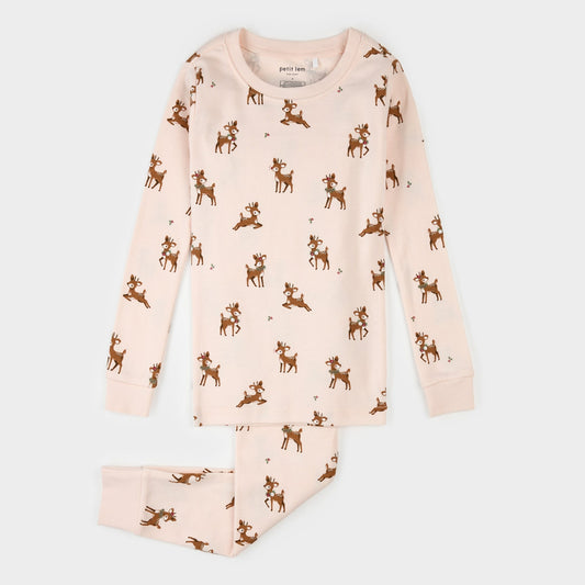 Reindeer Soft Pink PJ Set