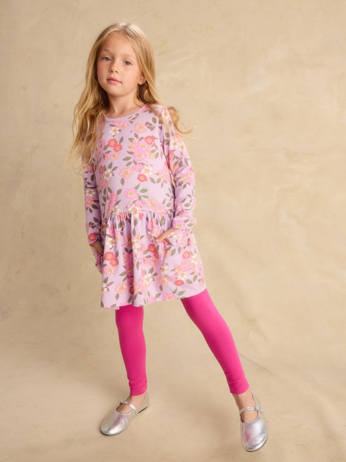 Long Sleeve Pocket Dress-Rosa Canina
