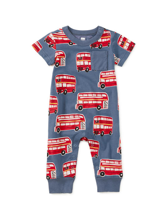 POCKET SHORTIE BABY ROMPER DOUBLE DECKER BUS