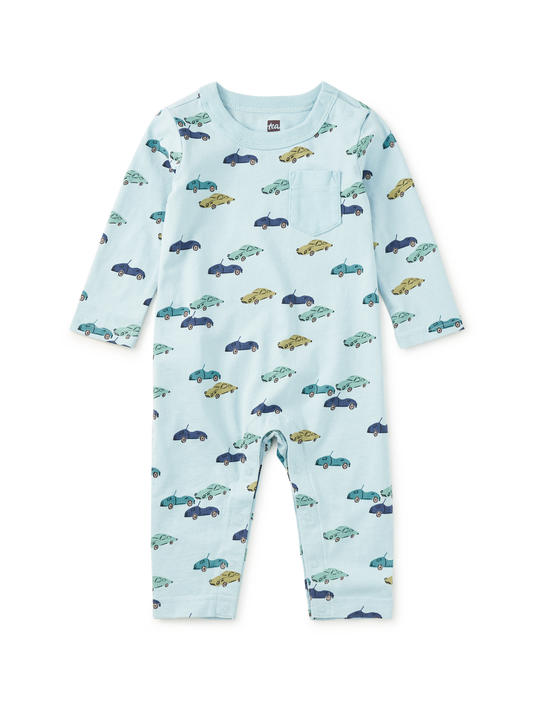 Long Sleeve Pocket Baby Romper-Mini Cars